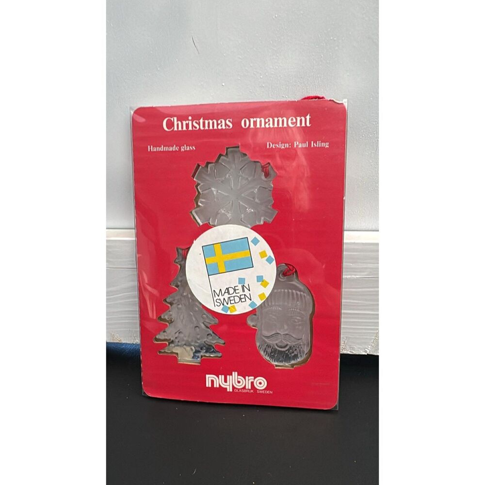 Vintage Nybro Glasburk Sweden Glass Christmas Ornaments  Paul Isling  New